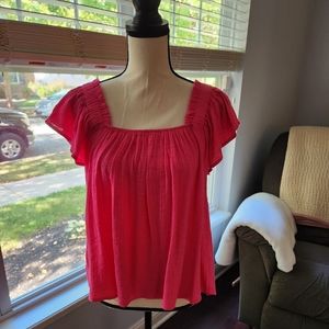 Hot Pink short sleeve flowy Top
